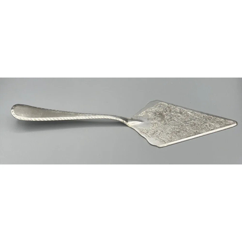 Ornate Italian Baroque Style Silverplate Cake Server for Wedding or Anniversary